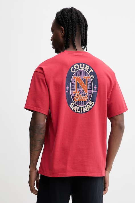 Napapijri t-shirt bawełniany FLUORITE męski kolor czerwony z nadrukiem NP0A4G2FRAQ1