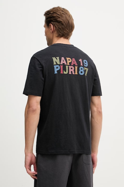 Napapijri T-shirt męski bawełniany S-ELIOR czarny NP0A4HZY9411