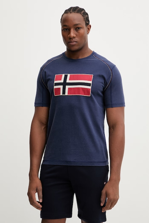 Napapijri t-shirt bawełniany REFLECT męski kolor granatowy z aplikacją NP0A4ICLB2Q1