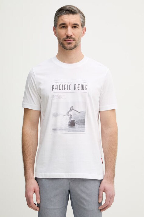 Joop! t-shirt bawełniany męski kolor biały z nadrukiem 30101984