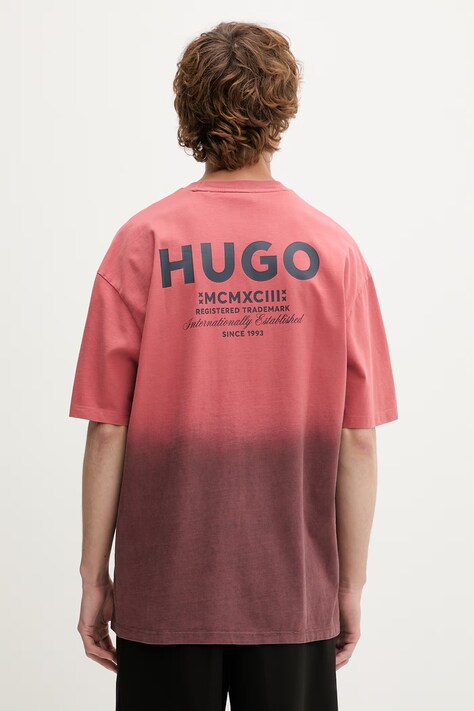 HUGO Blue tričko pánske bavlnené Nalono_F červené 50560732