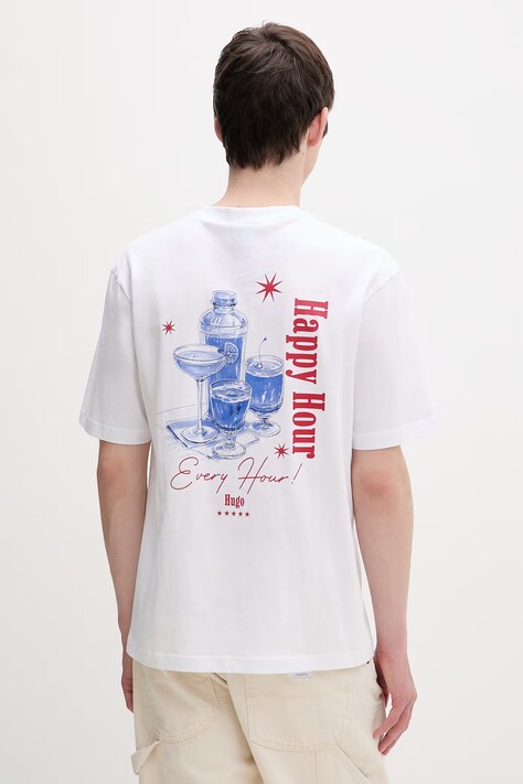 HUGO Blue kratka majica moška bombažna Nucavo bela 50560040