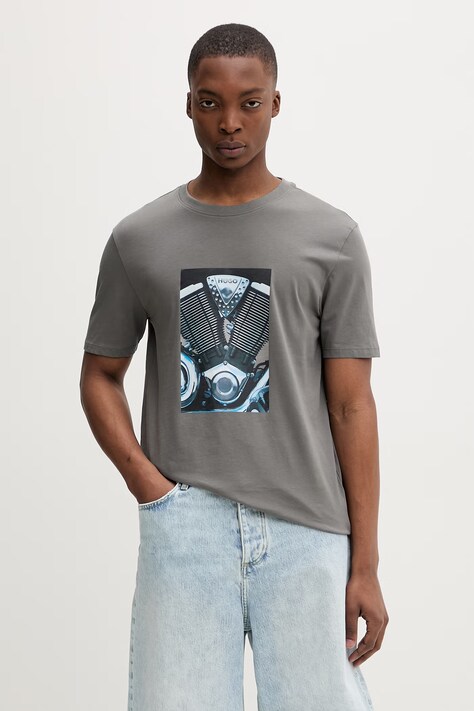 HUGO t-shirt męski bawełniany Dostino szary 50557674