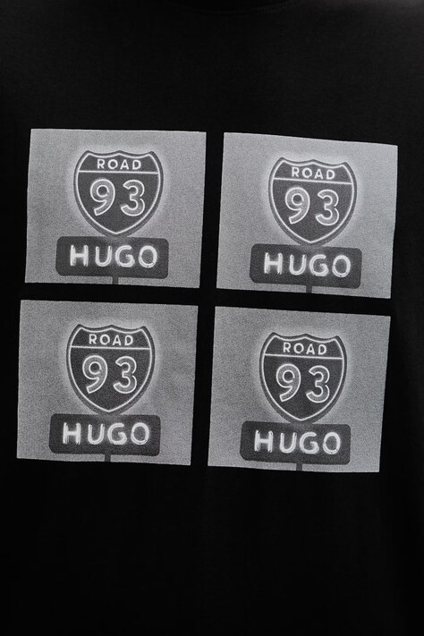 Бавовняна футболка HUGO Draxon — SS26-TSM1KO, чорний — фото 5