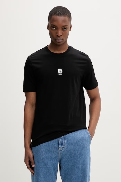 HUGO тениска basic мъжка памучна Darusi черна 50561126