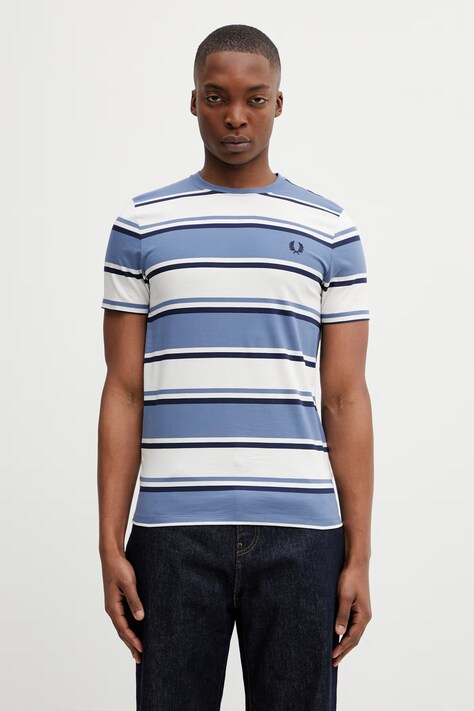 Fred Perry t-shirt bawełniany męski kolor niebieski wzorzysty M1302