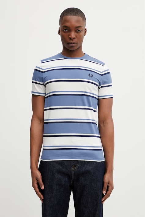 Fred Perry t-shirt bawełniany męski kolor niebieski wzorzysty M1302