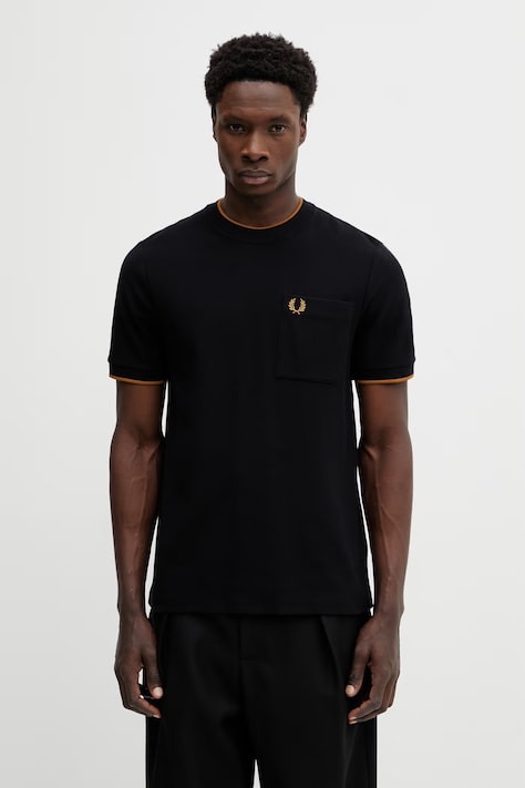 Fred Perry t-shirt bawełniany męski kolor czarny gładki M2395