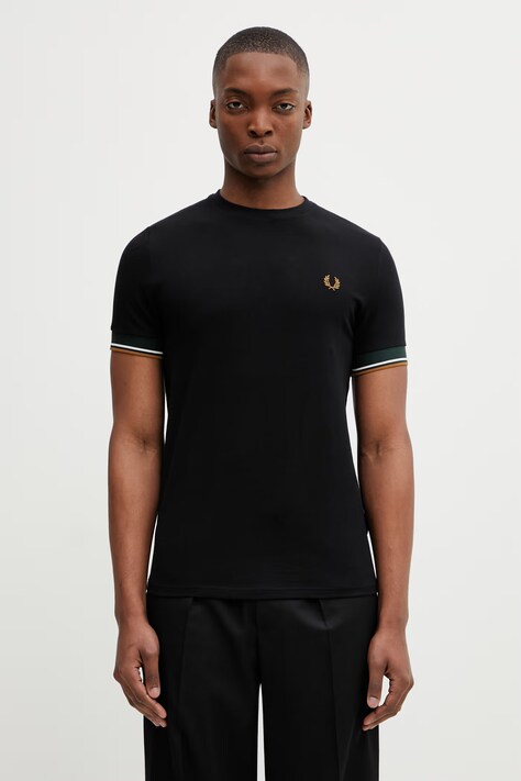 Fred Perry t-shirt bawełniany męski kolor czarny z aplikacją M2396