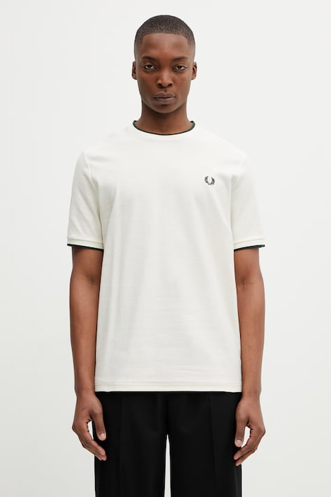 Fred Perry t-shirt bawełniany kolor beżowy z aplikacją M2397
