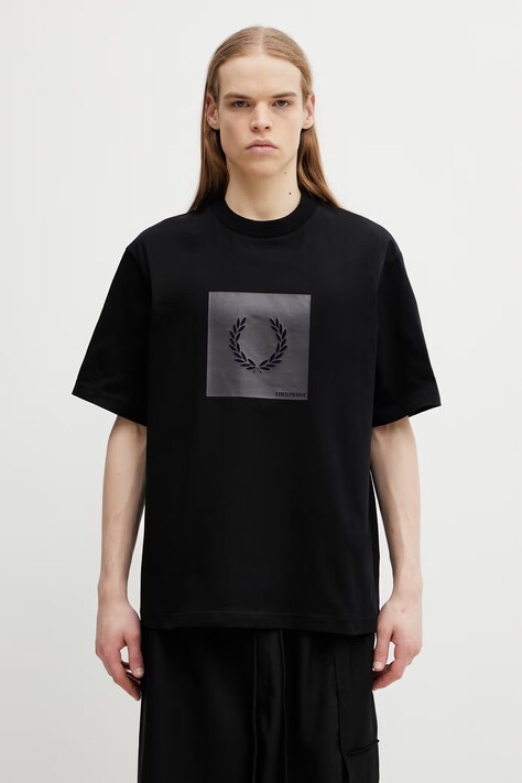 Fred Perry t-shirt bawełniany męski kolor czarny z nadrukiem M2404
