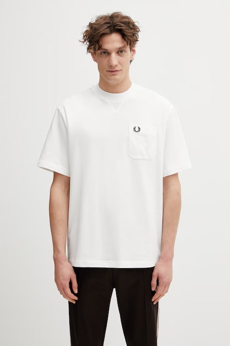 Βαμβακερό μπλουζάκι Fred Perry ανδρικό, χρώμα: άσπρο, M2408