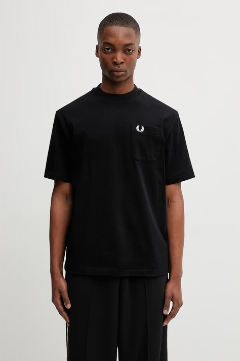 Fred Perry cotton t-shirt black color smooth M2408