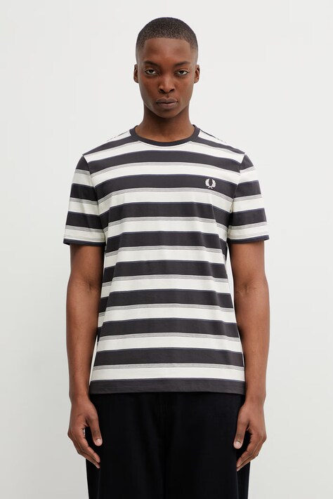 Fred Perry t-shirt bawełniany męski kolor szary z aplikacją M2409