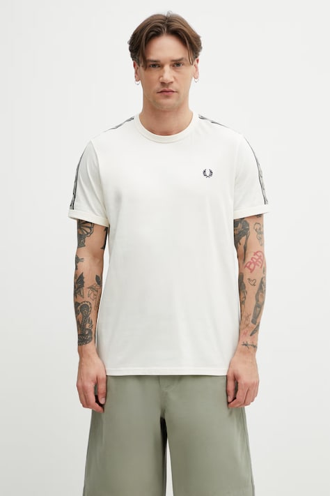 Fred Perry T-shirt męski bawełniany beżowy M4613