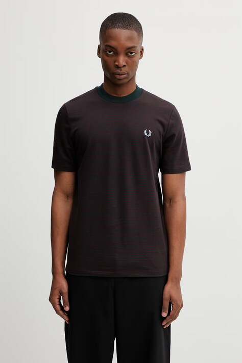 Fred Perry t-shirt bawełniany męski kolor zielony wzorzysty M6581.30A