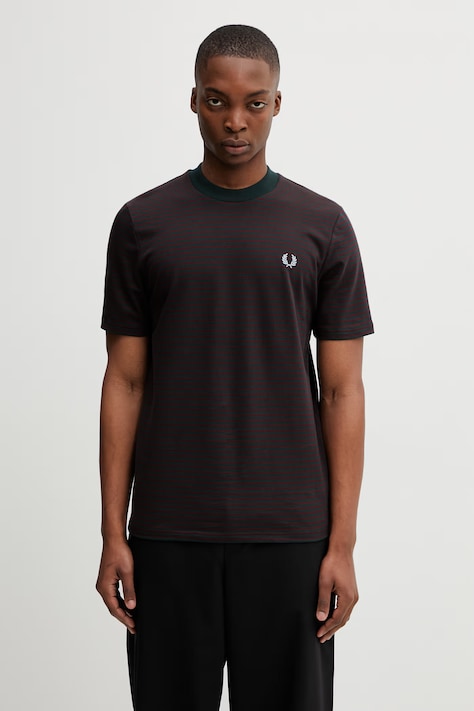 Fred Perry t-shirt bawełniany męski kolor zielony wzorzysty M6581.30A