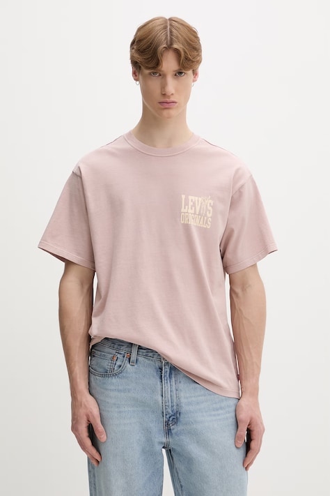 Levi's T-shirt męski bawełniany VINTAGE FIT GRAPHIC różowy 87373-0404