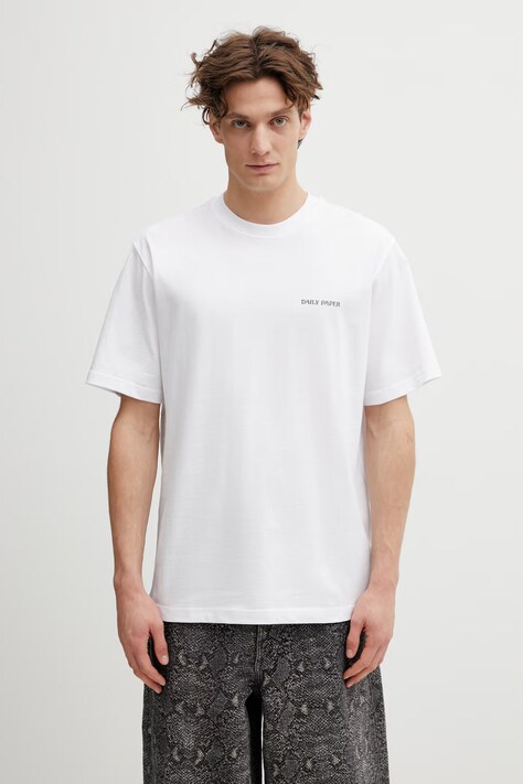Bavlnené tričko Daily Paper snake shield pánske, biela farba, s potlačou, 2610008