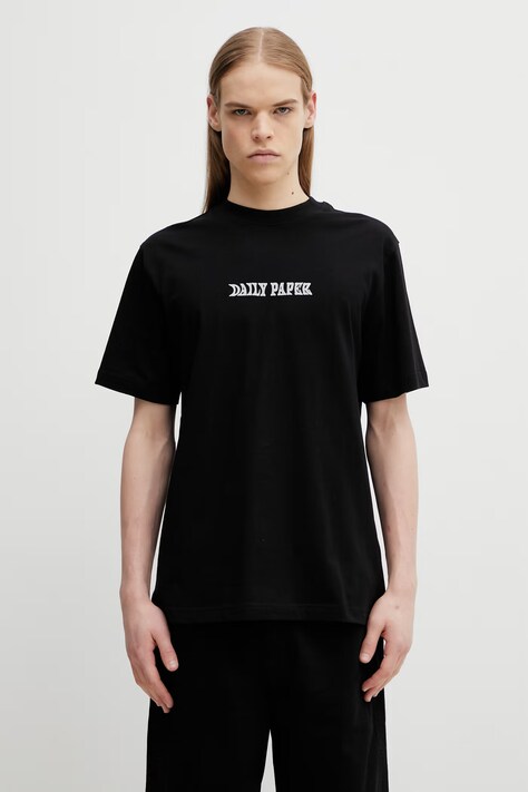 Daily Paper t-shirt bawełniany oil can męski kolor czarny z nadrukiem 2610040