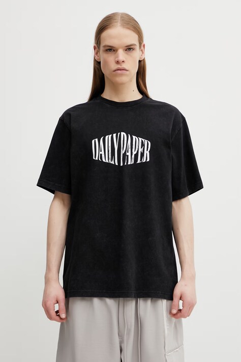 Daily Paper t-shirt bawełniany vintage ss męski kolor czarny z nadrukiem 2610064