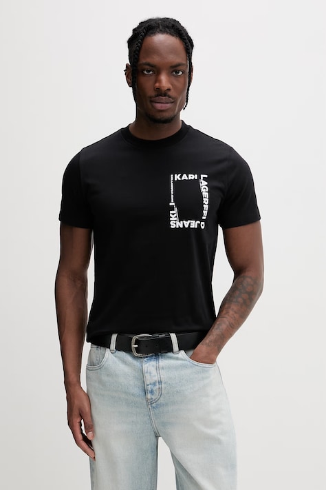 Karl Lagerfeld Jeans t-shirt męski bawełniany czarny B2M17046