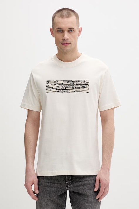 Karl Lagerfeld Jeans t-shirt męski bawełniany beżowy B2M17053