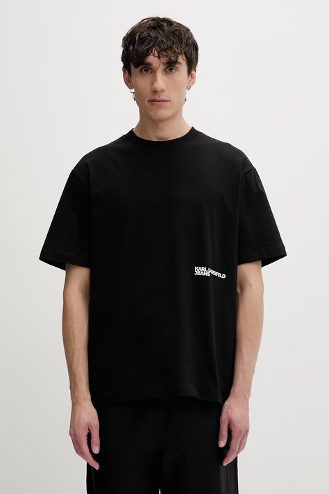 Karl Lagerfeld Jeans t-shirt męski bawełniany czarny B2M17063