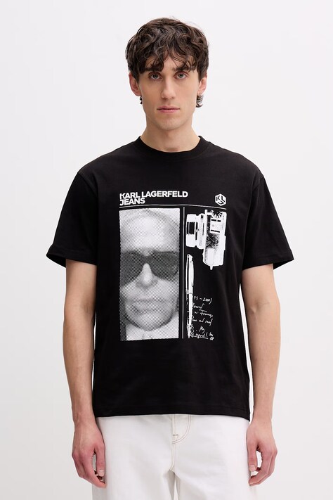 Karl Lagerfeld Jeans t-shirt męski bawełniany czarny B2M17067