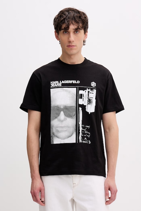 Karl Lagerfeld Jeans t-shirt męski bawełniany czarny B2M17067