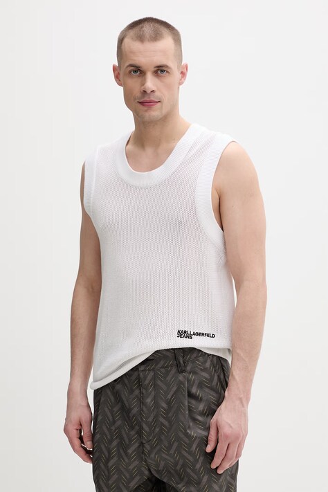 Karl Lagerfeld Jeans kamizelka męska bawełniana biała B2M18026