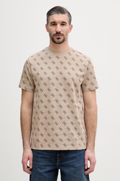 Guess T-shirt Ανδρικό Βαμβακερό μπεζ M6GP34 K3200