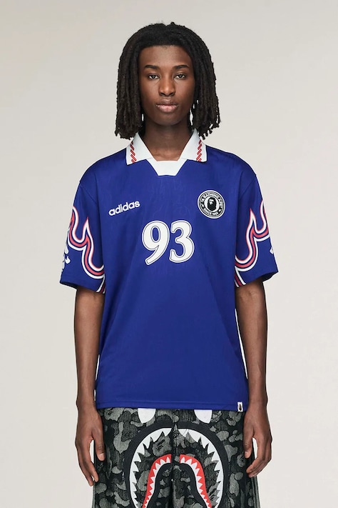 Polo tričko adidas Originals x BAPE pánske, modrá farba, vzorované, KF4914