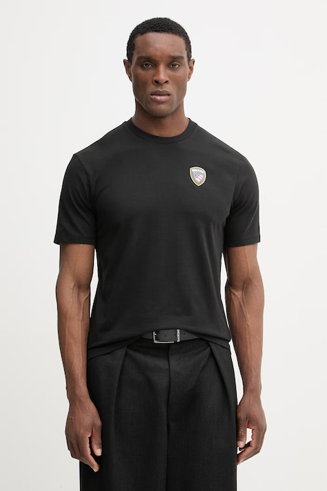 Blauer t-shirt bawełniany FAXON męski kolor czarny gładki BLUH02284