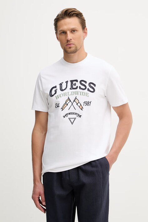 Guess t-shirt męski bawełniany biały M6GI06 K2917