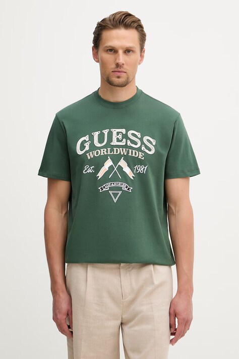 Guess t-shirt męski bawełniany zielony M6GI06 K2917