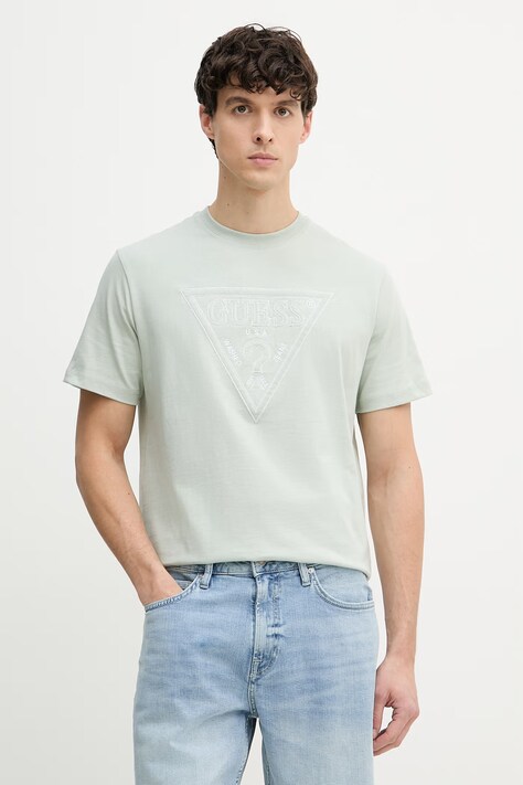 Guess T-shirt męski bawełniany zielony M6GI15 K3008