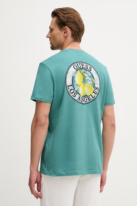 Guess футболка для мужчин из хлопка бирюзовая M6GI19 K3051