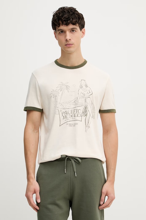 Guess t-shirt męski bawełniany beżowy M6GI32 K3309