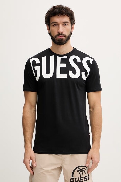 Guess t-shirt męski bawełniany czarny F6GI01 J1314