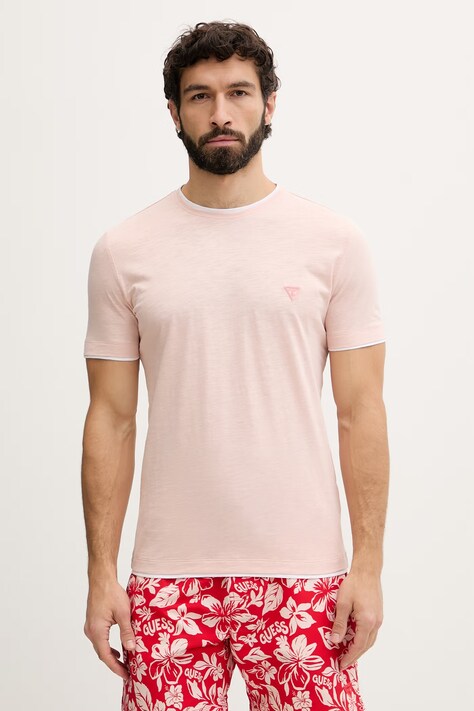 Guess tričko pánske bavlnené ružové F6GI06 K6XN4
