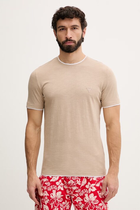 Guess tričko pánske bavlnené béžové F6GI06 K6XN4