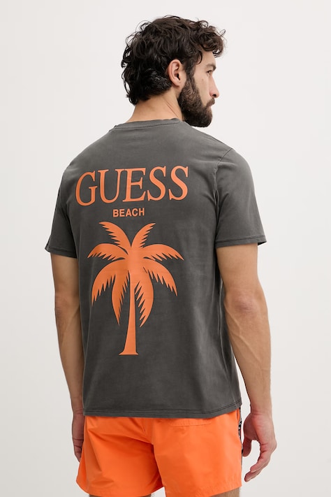 Guess t-shirt męski bawełniany szary F6GI10 KA260