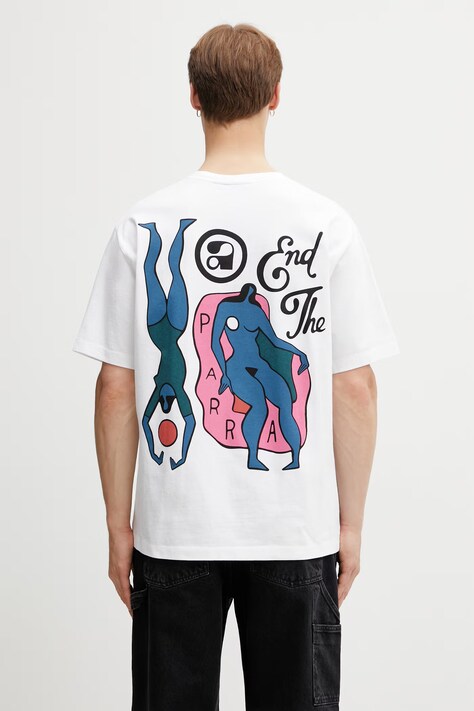 by Parra End the loungechair t-shirt męski bawełniany biały 55160