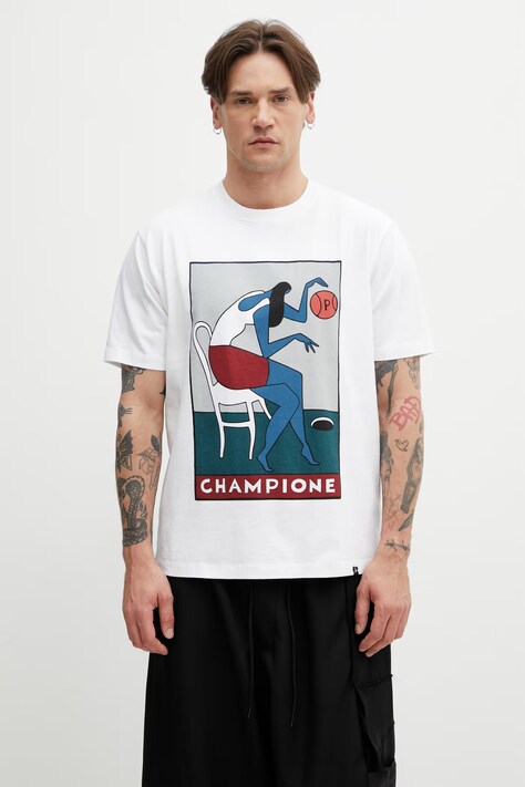 by Parra Champione футболка из хлопка для мужчин белая 55175