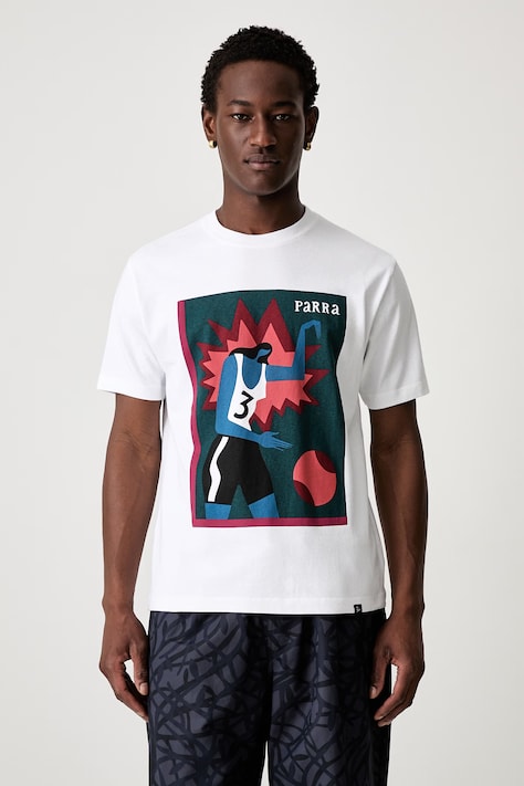 by Parra Baseketball T-shirt męski bawełniany biały 55465