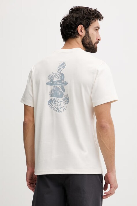 The North Face t-shirt męski bawełniany STONES RELAXED beżowy NF0A8G9RQLI1