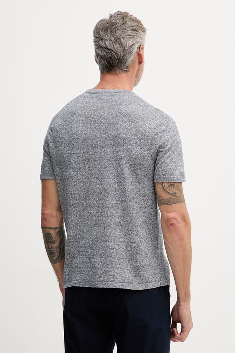 Michael Kors T-shirt męski z lnem granatowy CT560GYHVN