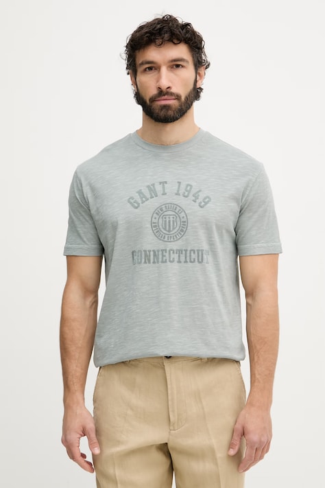 Gant T-shirt męski bawełniany turkusowy 2003410