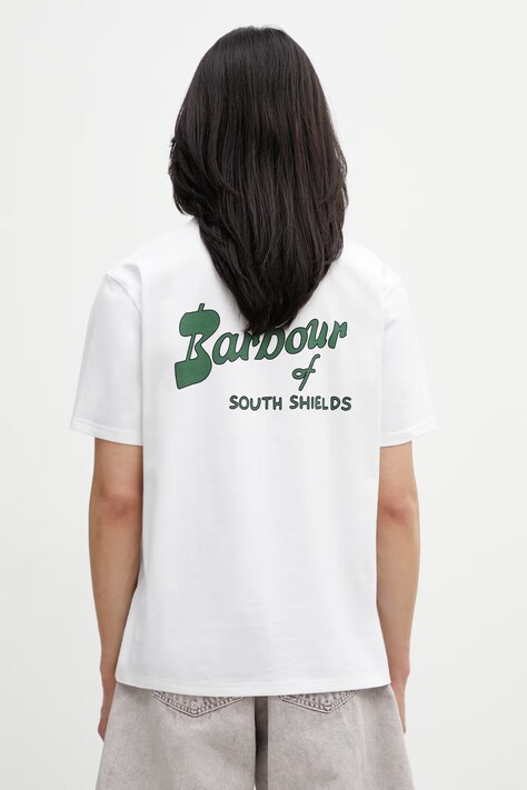 Barbour MTS1569WH11 T-shirt męski bawełniany biały Crossby Archive Logo